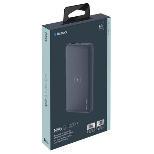 Внешний аккумулятор Deppa NRG Qi с функцией БЗУ 10000 mAh 18W Graphite фото 